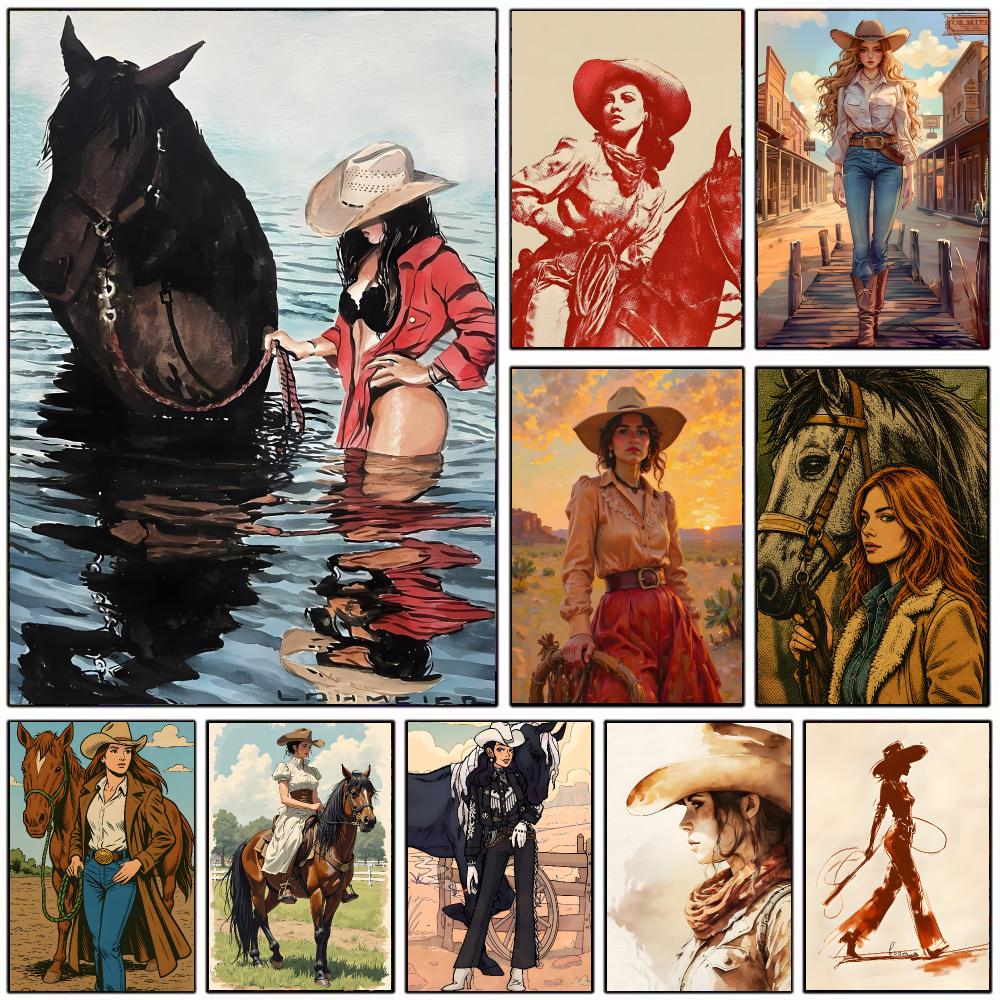 Vintage Cowgirl Theme Poster M - Vintage Collectible Posters 评论和价格
